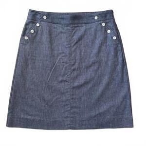 Talbots Plus 16W Chambray Nautical A-Line Skirt Stretch Lined Button Detail